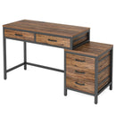Axyaa Industrial Computer Desk with 3 Reversible Drawers, 59-Inch Workstation & Study Table