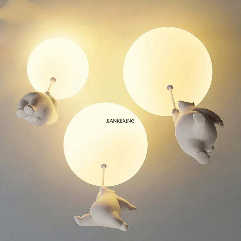 Axyaa Cute Bear LED Ceiling Chandelier for Kids Bedroom Decor