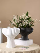 Axyaa Striped Ceramic Flower Pot Vase for Home Décor - Nordic Minimalist Design