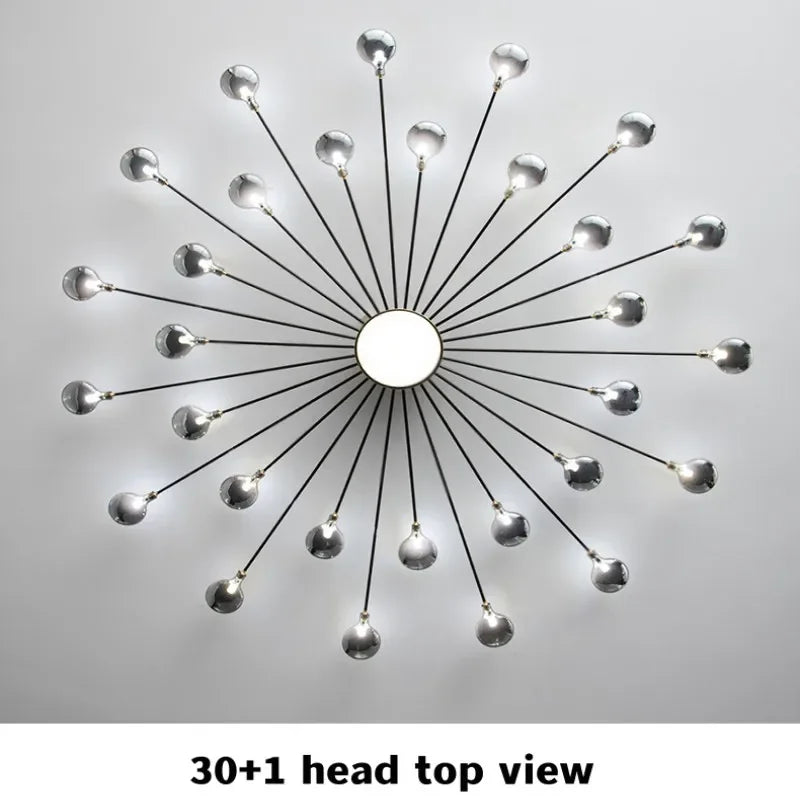 Axyaa Modern Copper Fireworks LED Ceiling Chandelier for Bedroom and Living Room