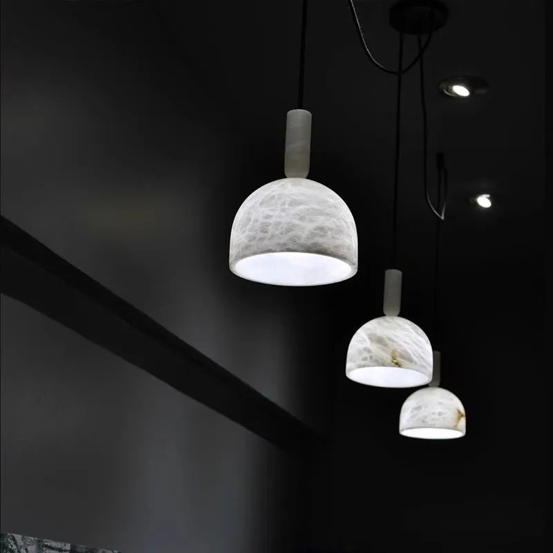 Axyaa Alabaster LED Pendant Lights: Designer Hanging Lamps for Living Room, Island, Bathroom, Bedroom