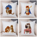 Axyaa Cartoon Cat Decorative Cushion Cover for Home, Sofa, Kids Room