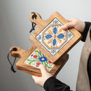 Axyaa Wooden Vintage Tile Pot Mat: Insulation & Heat Resistant Dining Table Mat.