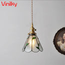 Axyaa Retro Pastoral Stained Glass Pendant Chandelier