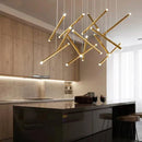 Axyaa Black Round Tube LED Chandelier for Modern Home Interior Lighting