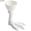Axyaa High Foot Ceramic Goose Feet Dim Sum Plate for Molecular Cuisine