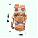 Axyaa Kids Cat Bear Straw Water Bottle - BPA Free, Aesthetic Tritan Tumbler