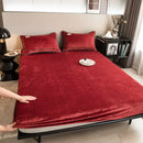 Axyaa Milk Velvet Fitted Sheet 160x200, Extra Warm, Elastic Band, Solid Color