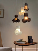 Axyaa Smoke Gray & White Glass Lamp | Nordic Pendant Light for Living, Dining & Bedroom