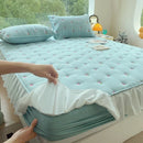 Axyaa Embroidery Floral Mattress Cover Thicken Lace Quilted Bed Cover Queen/King Sizes