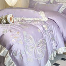 Axyaa Luxury Tencel Embroidered Plant Flower Bedding Set
