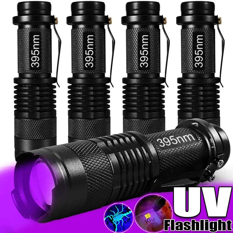 Axya UV Black Light Flashlight 395nm Zoomable Ultraviolet Torch