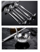 Axya Stainless Steel Colander Spoon Set: Strainer, Skimmer, Soup and Dessert Spoons