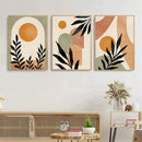 Axyaa Boho Abstract Geometric Leaves Sun Canvas Wall Art Home Decor