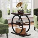 Axyaa Narrow End Table with 3 Shelves, Industrial Wooden Side Table