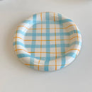 Axya Hand-Painted Checkered Dessert Plate for Home Decoration and Storage.