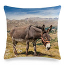 Axyaa Donkey Print Cushion Cover 45x45cm Cute Animals Linen Pillowcase for Home Decor