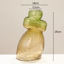 Axyaa Gourd Shape Gradient Glass Vase for Home Decor and Floral Arrangements