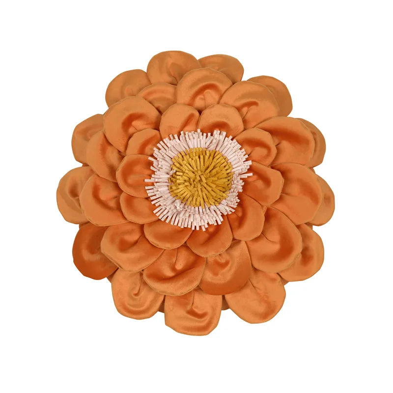 Axyaa Velvet Flower Cushion Cover in Yellow Blue White Pink, Handmade Luxury Pillowcase