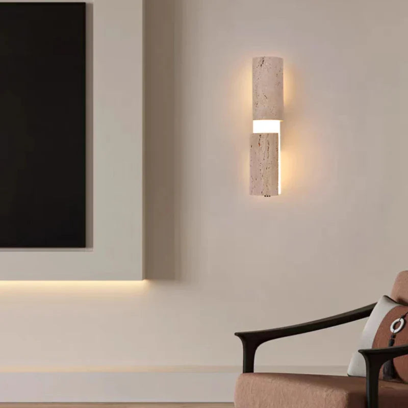 Axyaa Natural Stone White Acrylic LED Wall Lamp with Remote Control