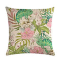 Axyaa Leaf Pattern Decorative Cushion Cover Pink Flower Linen Pillow Case