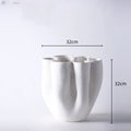 Axyaa Open Fold Edge Ceramic Vase, Abstract Porcelain Flower Pot, Home Decor Crafting