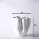 Axyaa Open Fold Edge Ceramic Vase, Abstract Porcelain Flower Pot, Home Decor Crafting