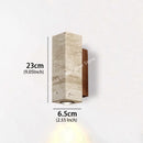 Axyaa Yellow Travertine Stone & Wood Wall Lamp Sconce for Bedroom Living Room