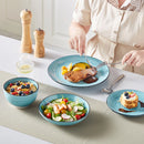 Axyaa Handpainted Blue Spiral Dinnerware Set - 24/48 Pieces