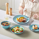 Axyaa 24/48 Piece Blue Spiral Dinnerware Set with Dinner Plate, Dessert, Soup, Bowl