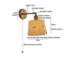 Axyaa Brass & Ceramic LED Wall Lamp - Vintage Style Stair & Bathroom Lighting