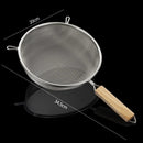 Axyaa Stainless Steel Wooden Handle Strainer Spoon for Multi-functional Kitchen Tools