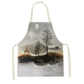 Axyaa White Gold Mountain View Kitchen Apron for Home Cooking and Baking