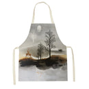 Axyaa White Gold Mountain View Kitchen Apron for Home Cooking and Baking