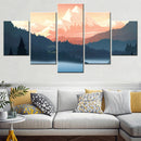Axyaa Mountain Lake Scenery 5-Piece Canvas Wall Art Set