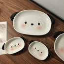 Axyaa Ceramics Dog Plate Set, Underglaze Color, Parent-Child Combination, Savoring Dish