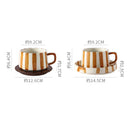 Axyaa Minimalist Stripe Ceramic Coffee Cup and Saucer Set