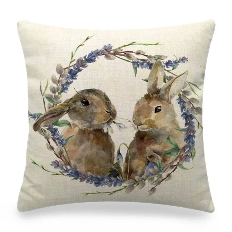 Easter Bunny Eggs Printed Pillow Covers 45x45cm - Axyaa Easter Decorations