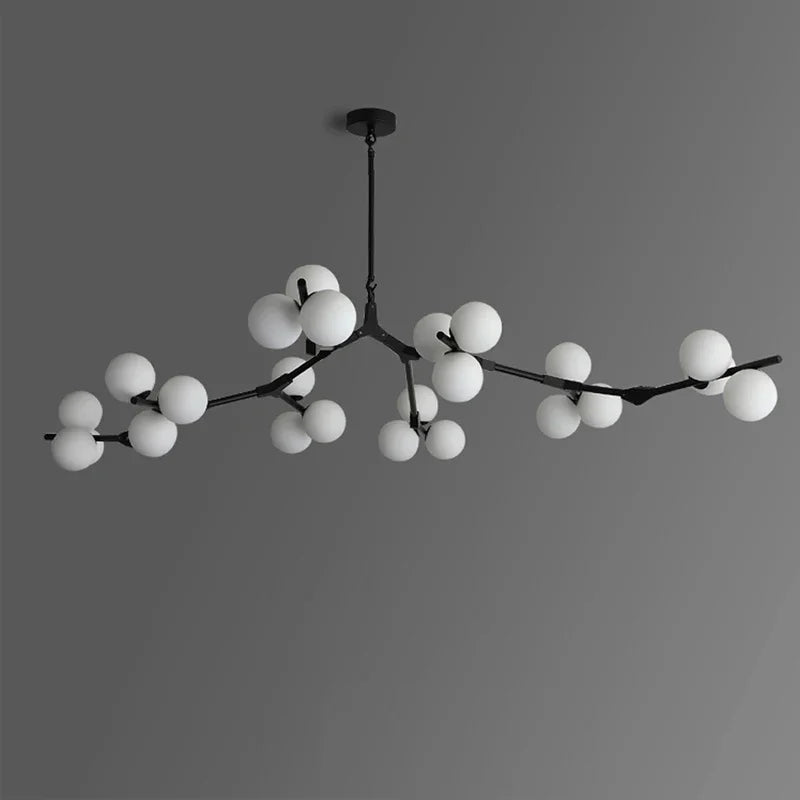 Axyaa Black Gold LED Chandelier with Glass Balls for Living Room Kitchen Bedroom