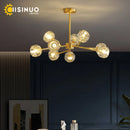Axyaa Crystal Sphere Chandelier: Adjustable Metal Molecular Ceiling Light for Luxury Ambience