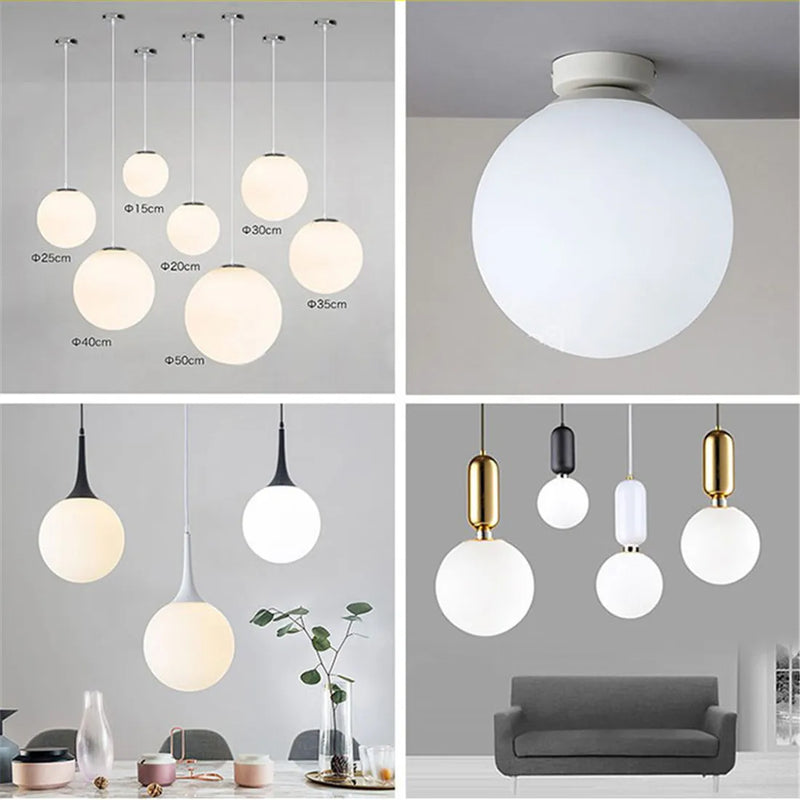 Axyaa Matte White Glass Shades Replacement in Various Sizes for Globe Light Fixture