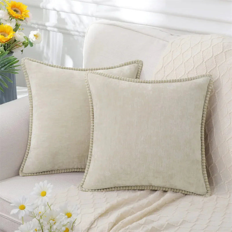 Axyaa Chenille Cushion Cover: Cozy Sofa Bed Decor Pillowcase, 45x45 & 50x50cm