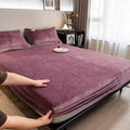 Axyaa Milk Velvet Fitted Sheet 160x200, Extra Warm, Elastic Band, Solid Color