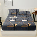 Axyaa Cotton Brushed Print Fitted Sheet Set with Two Pillowcases