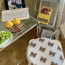 Axyaa Cozy Jacquard Lamb Wool Seat Cushion - Bear Stripe Design
