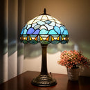 Axyaa 12-Inch Stained Glass Table Lamp with Bee Wave Shell Lampshade
