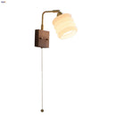 Axyaa Rotatable Walnut LED Wall Sconce White Glass Bedside Lamp