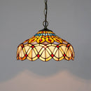 Axyaa Handcrafted Peacock Dragonfly Glass Pendant Light - Artisan Leaf Pattern Lighting