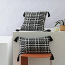 Axyaa Handmade Woven Cotton Tassel Cushion Cover for Home Decor