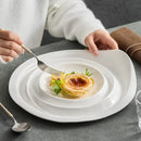 Axyaa White Ceramic Wavy Cold Dish Plate for Hotel
